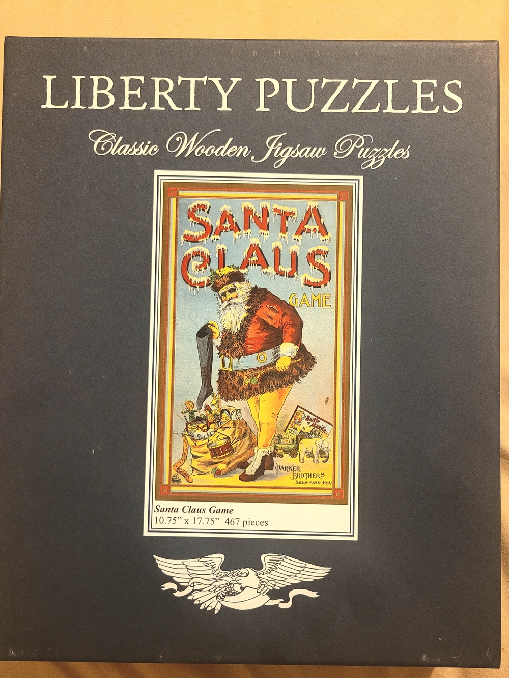 Liberty Puzzles Santa Claus Wooden Jigsaw Puzzle - Blue
